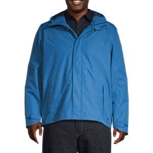 Mens Waterproof Rain Jacket XL Blue Hooded Windbreaker Lightweight
